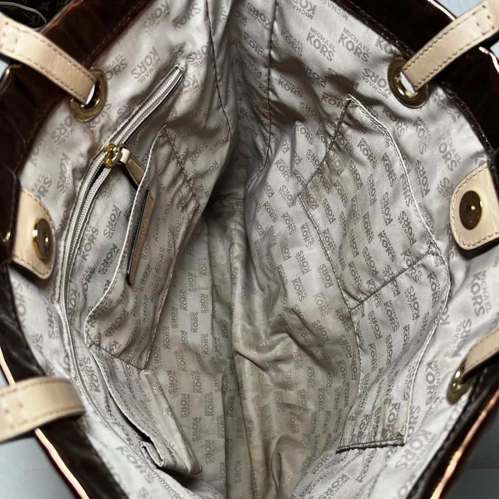 Michael Kors Jet Set Logo Metallic Tote